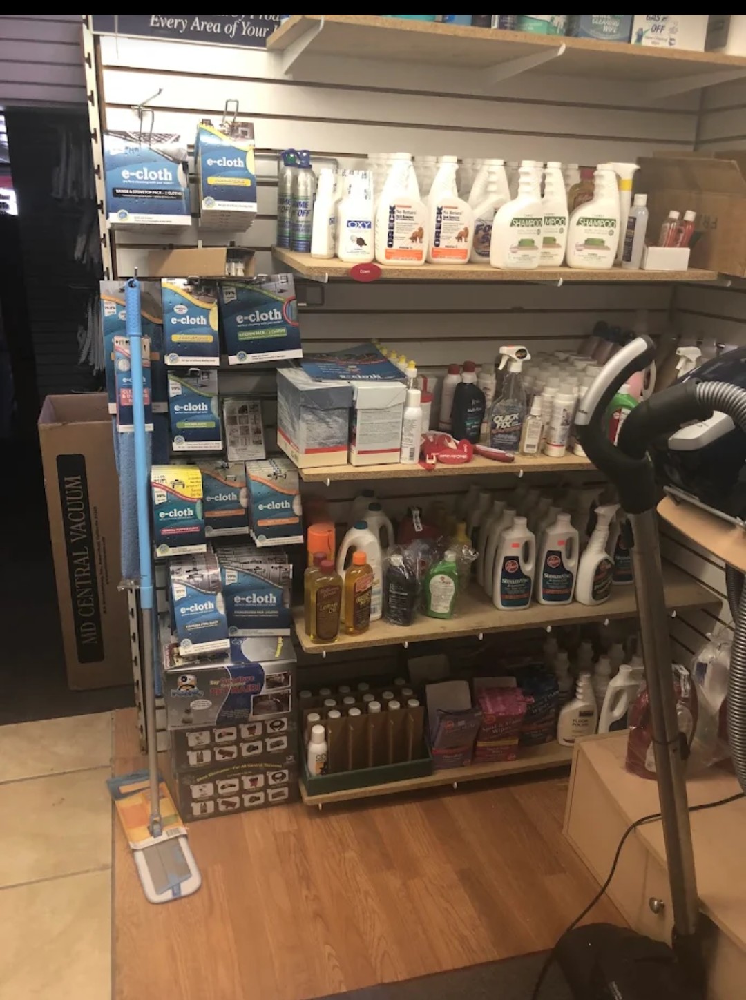 Bags, belts, filters and parts wall